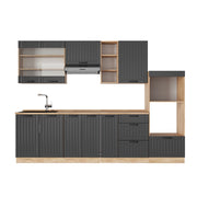 Cucina componibile Fame-Line Grigio scuro/Rovere dorato 280 cm, PL Rovere Vicco