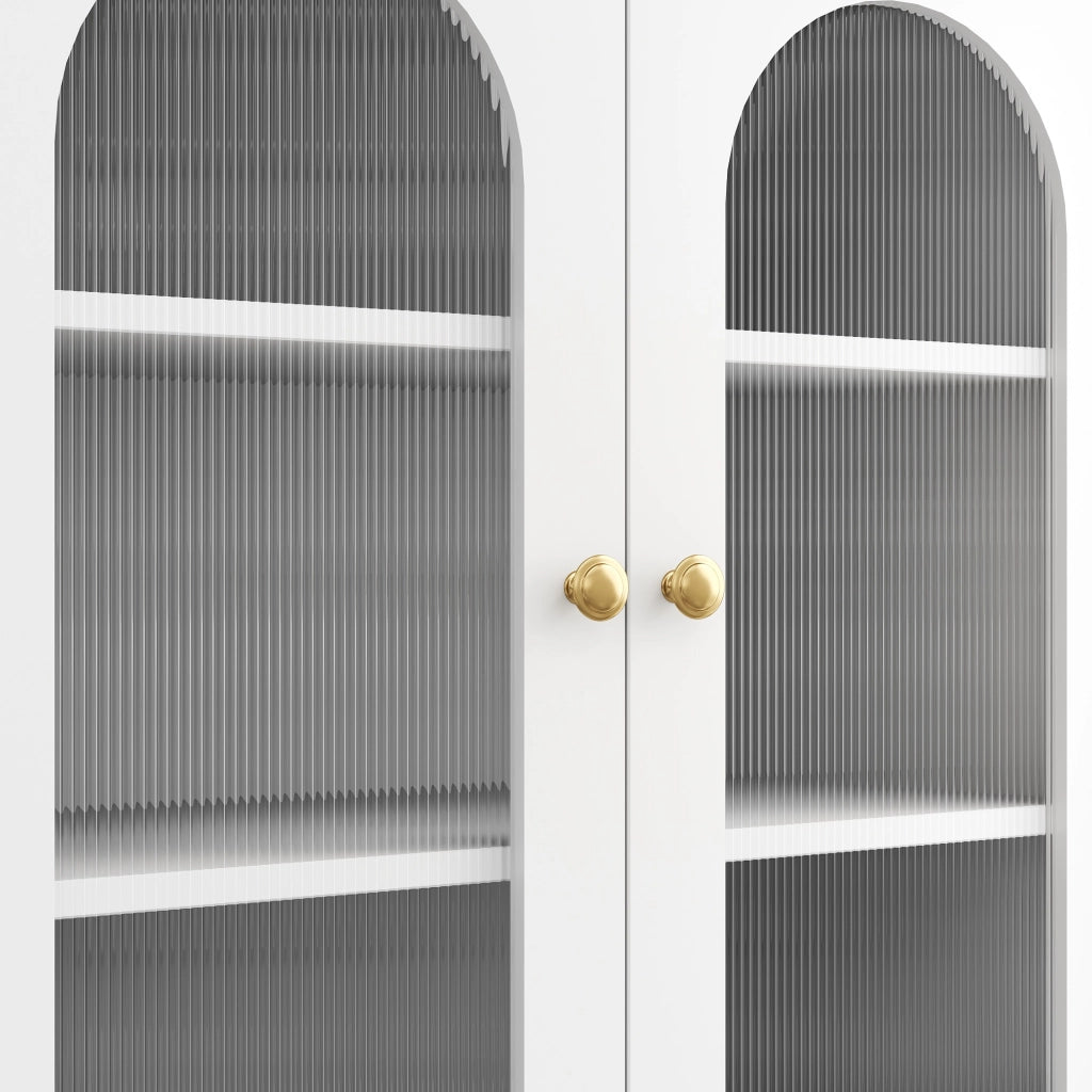 Credenza alta con ante ad arco in acrilico 3 cassetti e LED con controllo app per cucina e soggiorno 106 × 30 × 175 cm