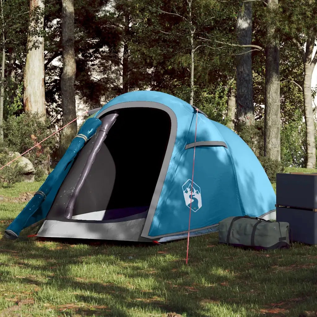 Tenda da Campeggio a Tunnel per 2 Persone Blu Impermeabile 94605