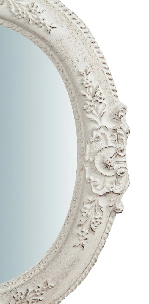 Biscottini Specchiera da parete verticale/orizzontale in legno finitura bianco anticato L40xPR2,5xH32 cm Made in Italy