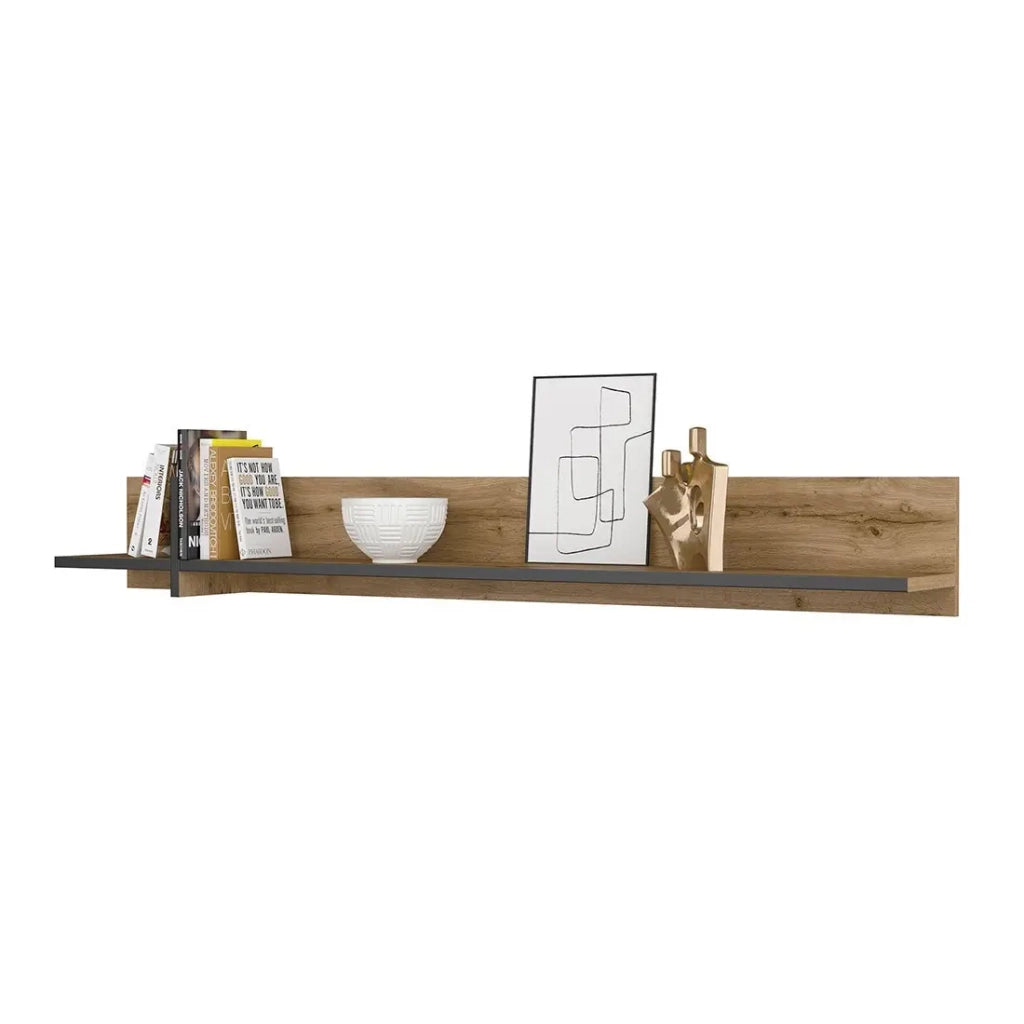 Scaffale da muro 180cm colore rovere e nero. Collezione HAVANA.