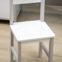Set Tavolo e Sedie per Bambini 5+ Anni in Legno con Banco Scuola e Sedia Bianco e Grigio