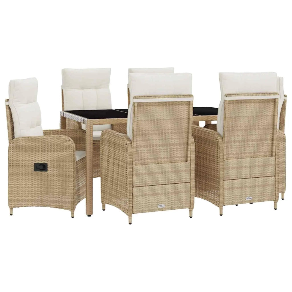 Set da pranzo per esterni 7 pcs Beige e Bianco Crema