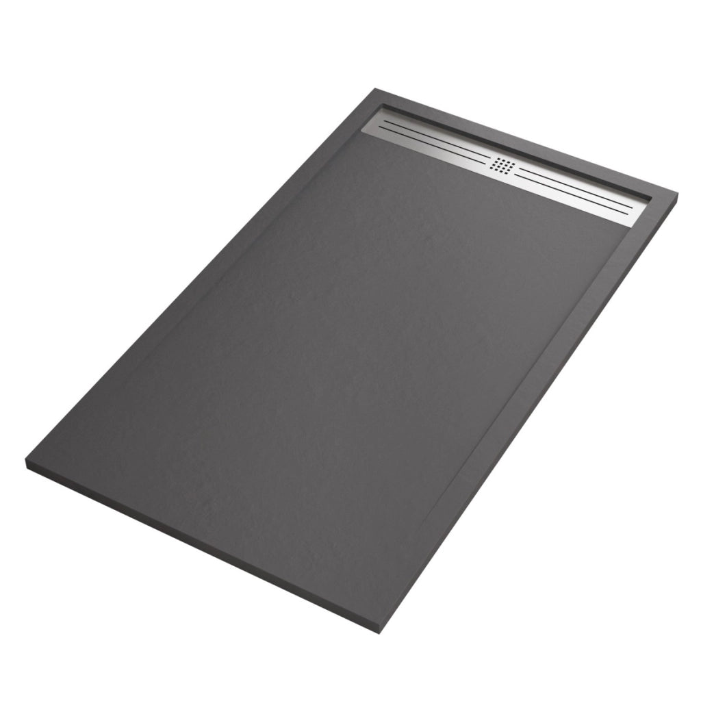 Piatto doccia in marmoresina grigio scuro effetto pietra cemento relax, misura 90x200