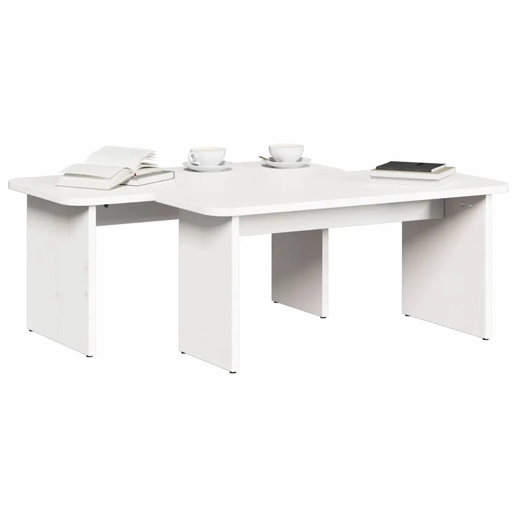 Tavolino da salotto 2 pcs Bianco Legno di pino massello 873524