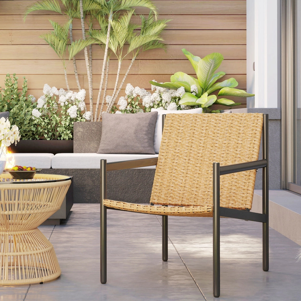 Sedia da pranzo in rattan per giardino ¨C zephmum ¨C 74x61x81 cm colore naturale con braccioli