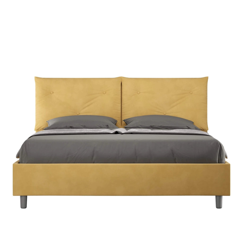 Letto matrimoniale senza rete imbottito 160x190 microfibra ocra Appia