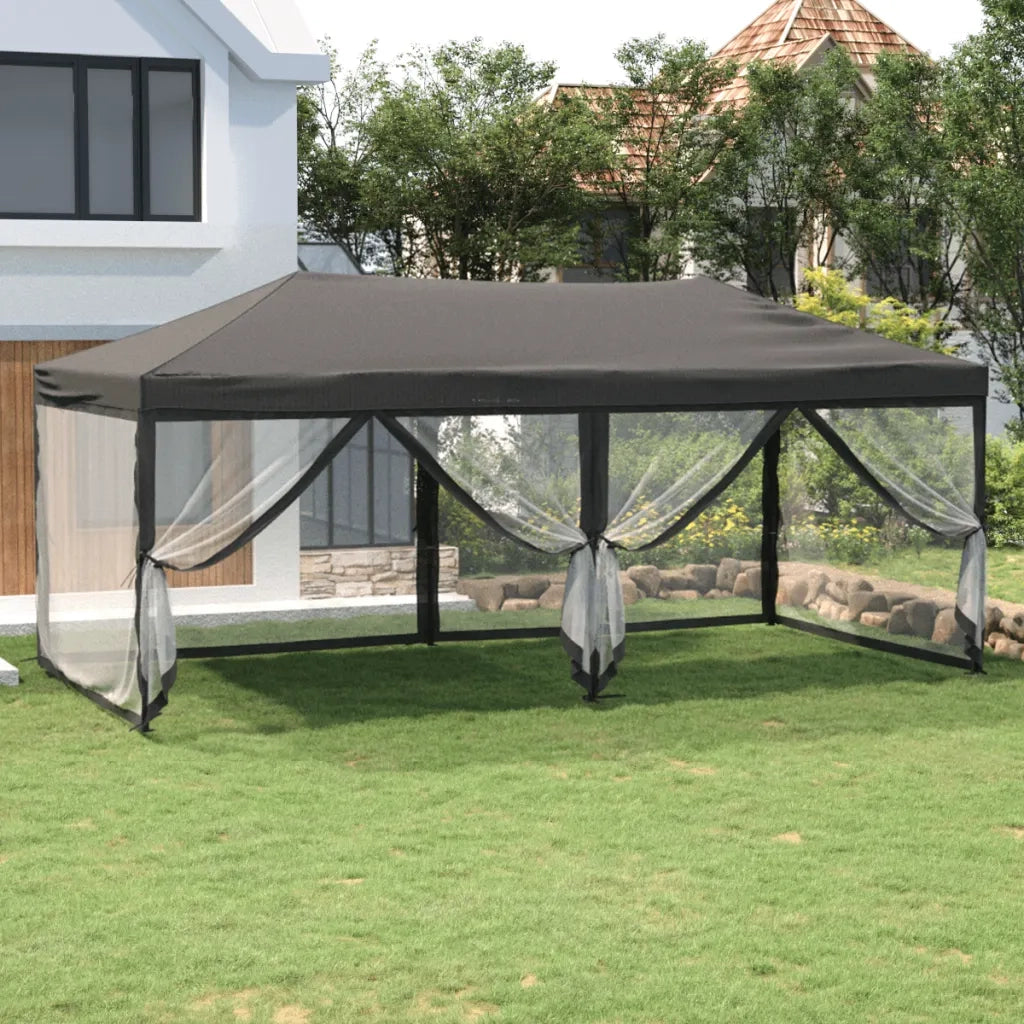 Tenda per Feste Pieghevole con Pareti Laterali-Tenda Gazebo Antracite 3x6 m 994346