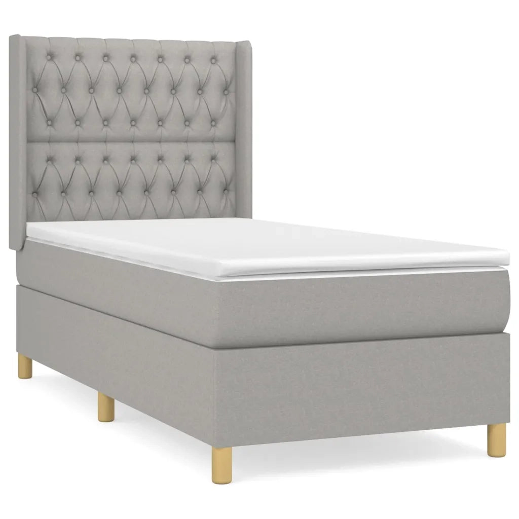Giroletto a Molle con Materasso Grigio Chiaro100x200 cm Tessuto 3132209