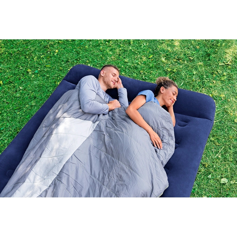 Trade Shop - Materasso Gonfiabile Matrimoniale Floccata Con Pompa A Pedale Integrata 203x152x28cm 67226 -