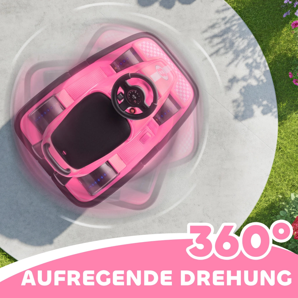 Autoscooter per Bambini 360¡ã Rotante con Luce LED e Musica ¨C zephmum ¨C Rosa 3-8 Anni