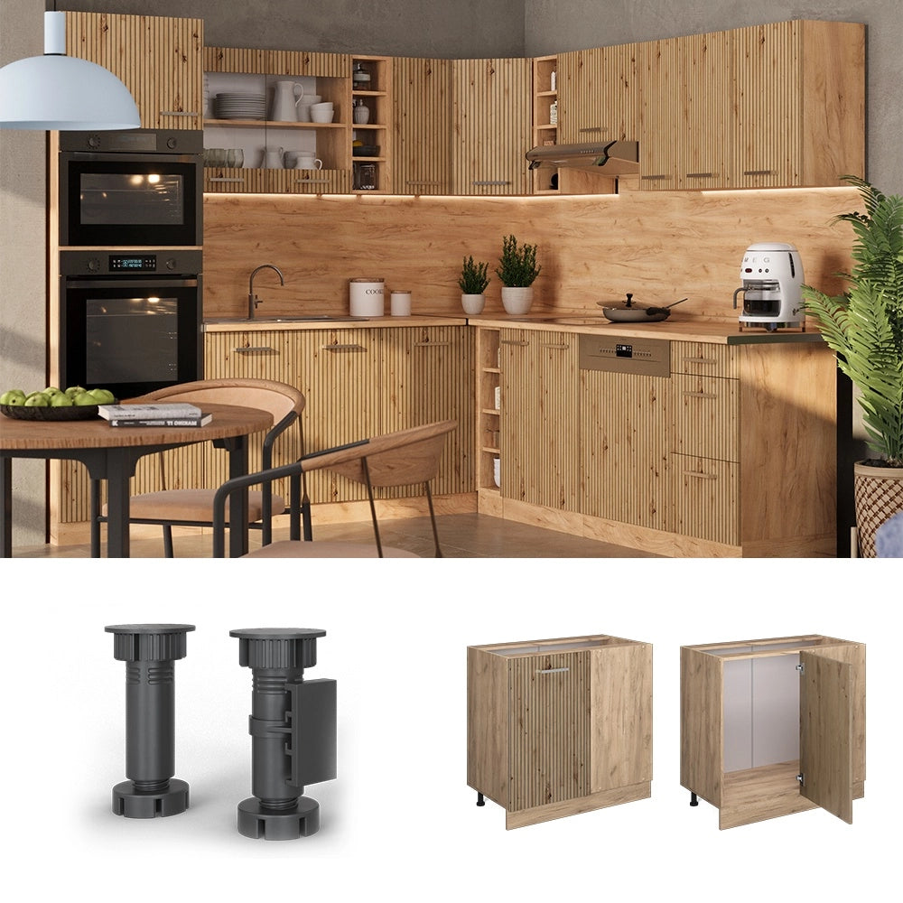 Mobile ad angolo cucina R-Line Rovere artigianale/Rovere dorato 86 cm, PL Rovere Vicco