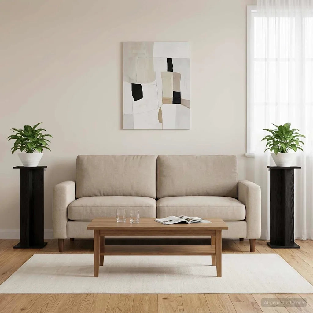 Supporto per piante 2 pcs Rovere Nero 25 x 25,5 x 80,5 cm