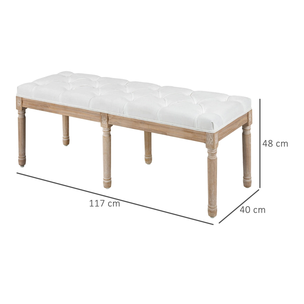 Pouf imbottito per letto ¨C zephmum ¨C rivestimento tessuto beige piedi in legno massello