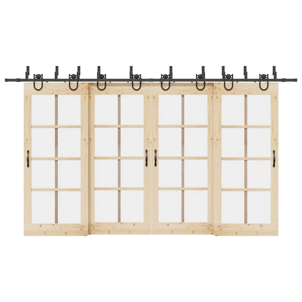 Kit di Binari per Porte Scorrevoli 400 cm Acciaio Nero 3295758
