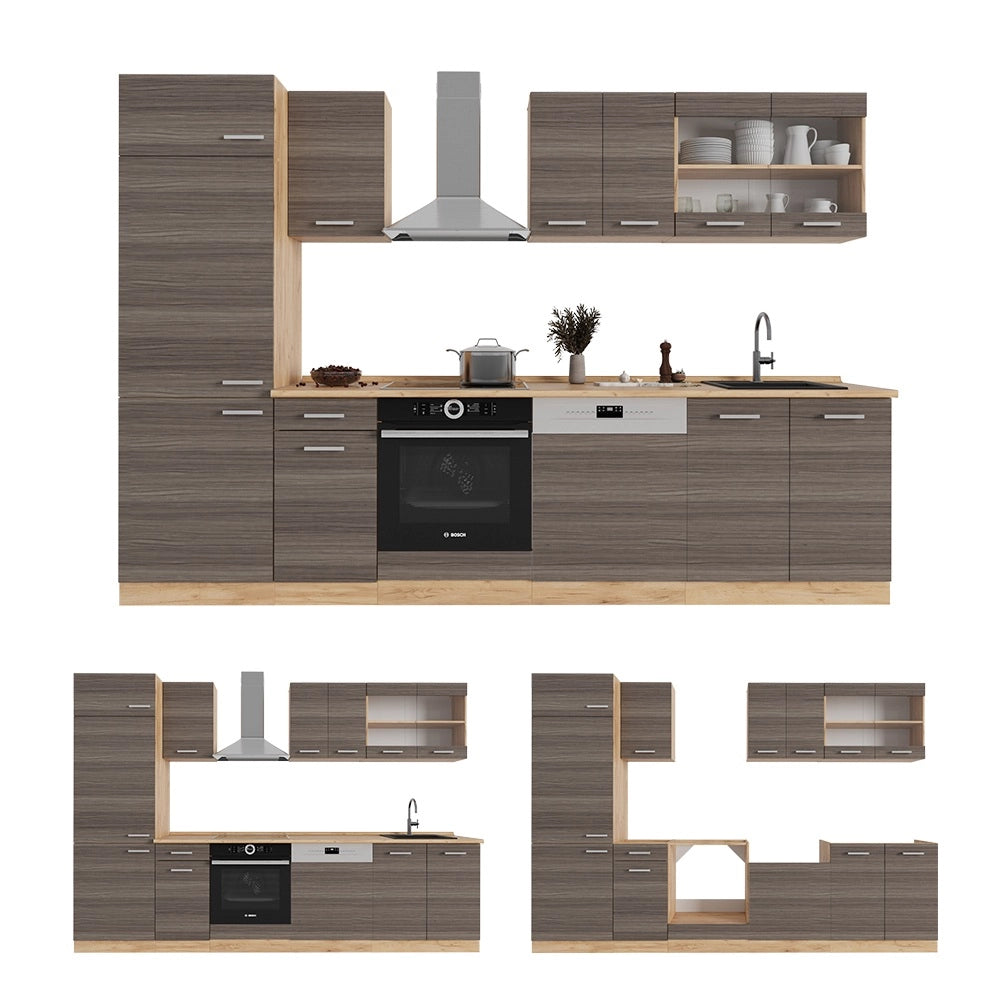 Vicco Cucina componibile Grigio nobile/rovere dorato 300 cm , PL Rovere