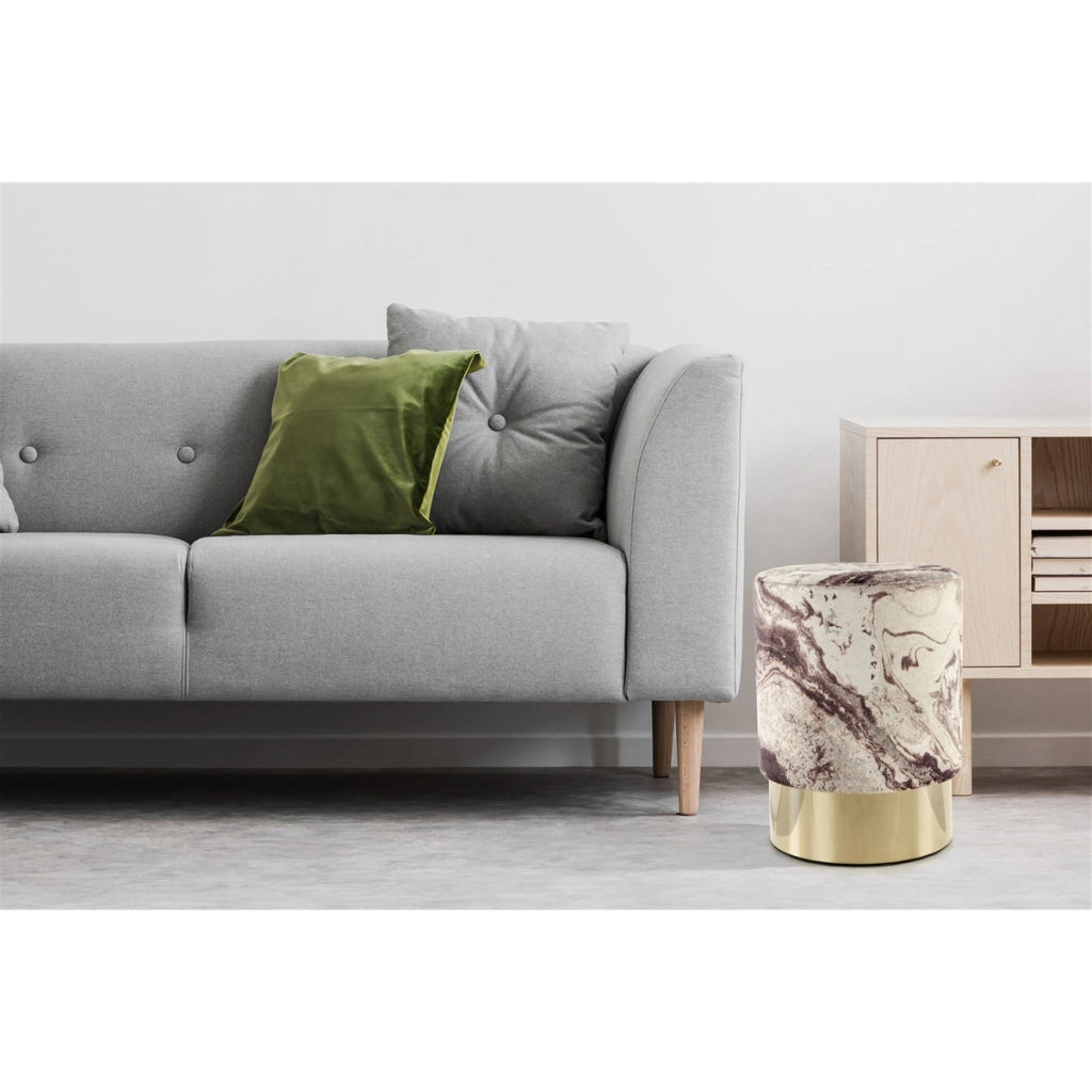 Pouf Gipsy Bronze in velluto con base dorata