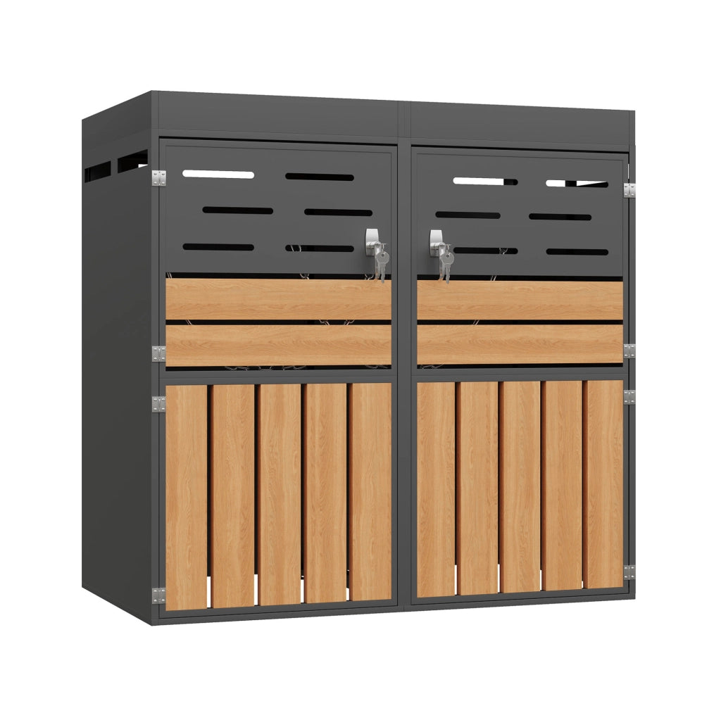Mobile da esterno 2 in 1 con fioriera; ventilazione a lamelle; 133x80x128 cm; grigio