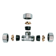 RACCORDO CROMATO A T CON 3 MONOCONI IN GOMMA PER RAME- 1/2 x 18- FAR- pezzi 1