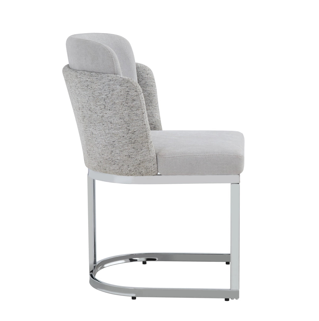Set di 4 sedie 61.5x53.5x86 cm con doppio schienale; chenille grigio e argento