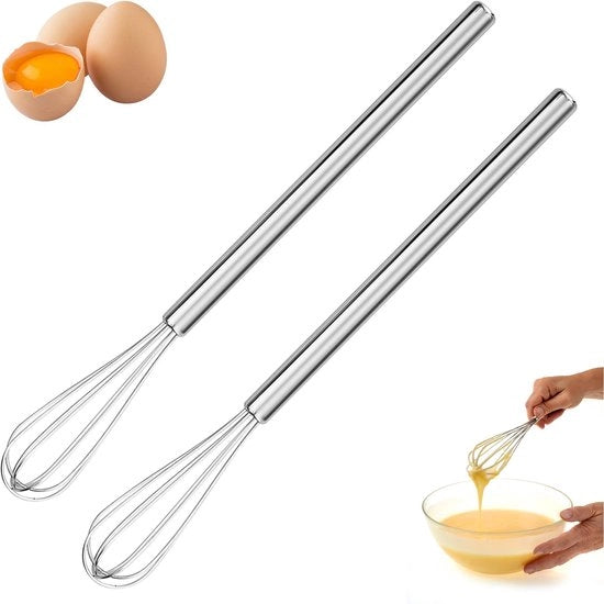Miniatura di garde in acciaio inossidabile da 2 pezzi, 26,5 cm, con manico in acciaio inossidabile, garde piccola per mescolare, battere, sbattere e montare