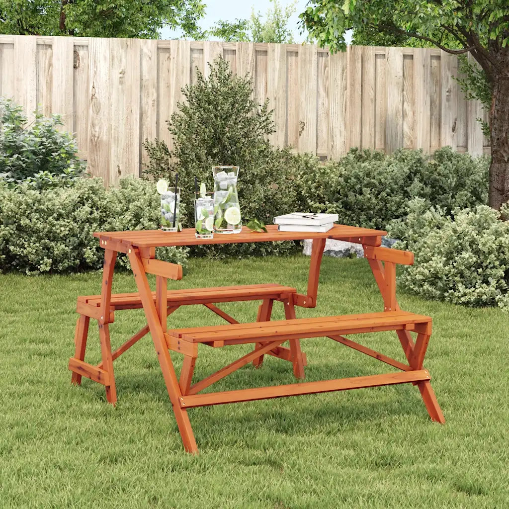 Tavolo da Picnic con Panche in Legno Abete 2-in-1 Convertibile 4008992