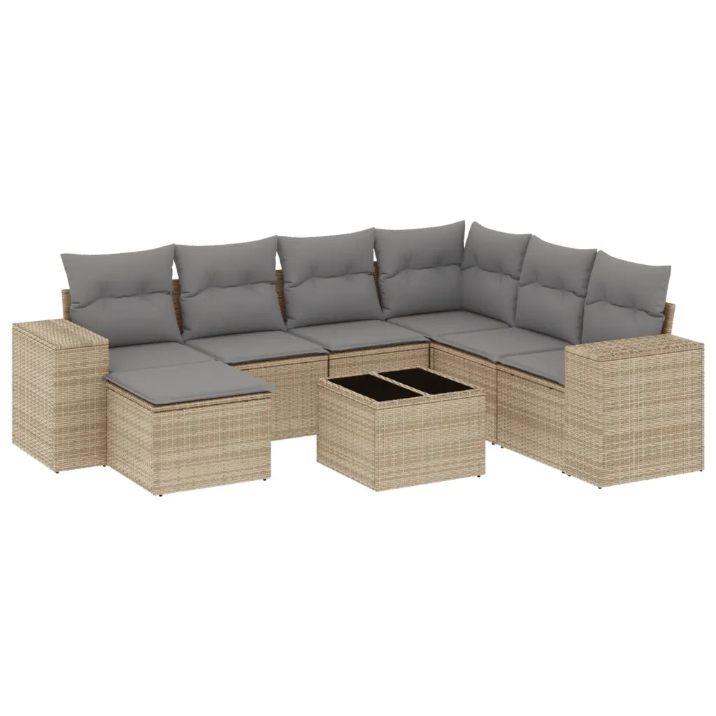 Set Divano da Giardino 8 pz con Cuscini Beige in Polyrattancod mxl 114873