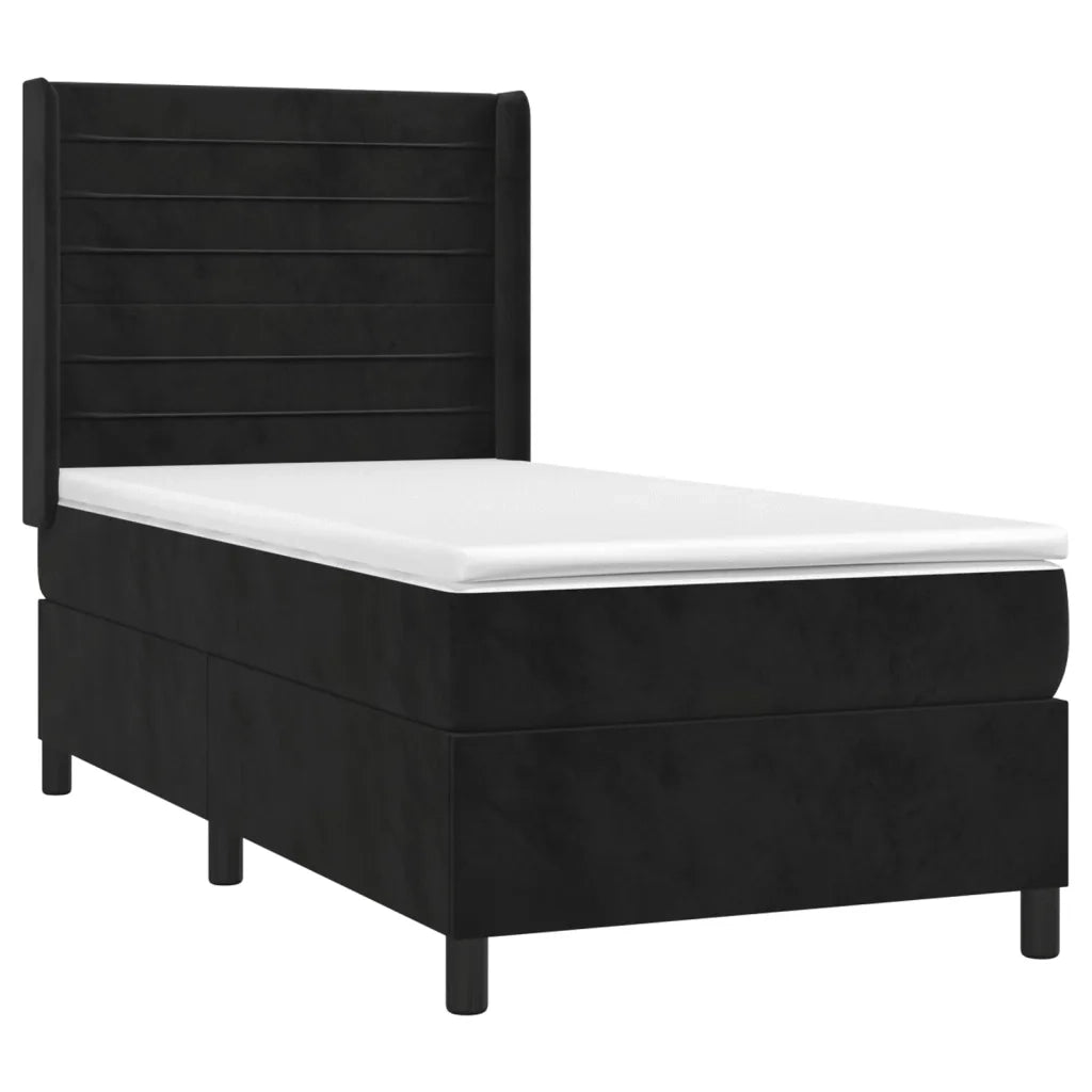 Giroletto a Molle con Materasso-Struttura Letto Nero 80x200 cm in Velluto 167485