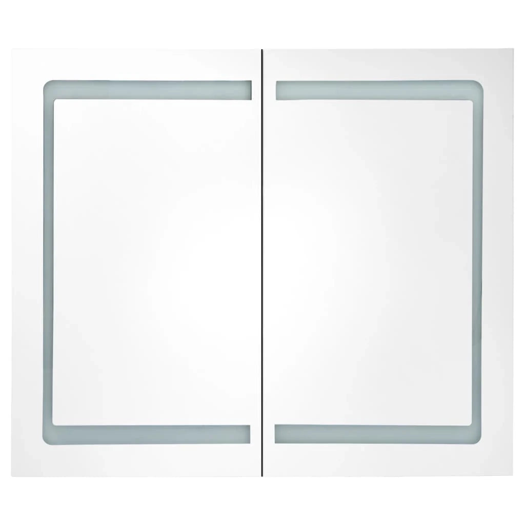 Mobiletto da bagno con specchio LED 80 x 12,2 x 68 cm MDF bianco 02_0006568