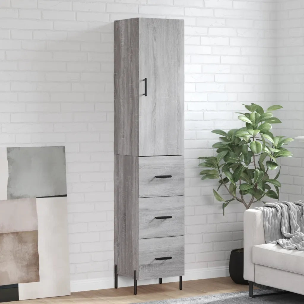 Credenza-Buffet-Armadio da cucina Grigio Sonoma 34,5x34x180 cm in Legno Multistrato 948379