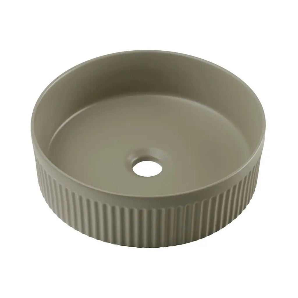 Lavabo da appoggio rotondo 36 cm in ceramica verde oliva opaco