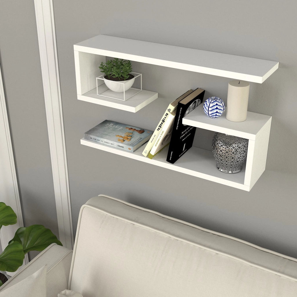 Scaffale da parete in legno "Jenika" - 60 x 14 x 18 cm - Bianco