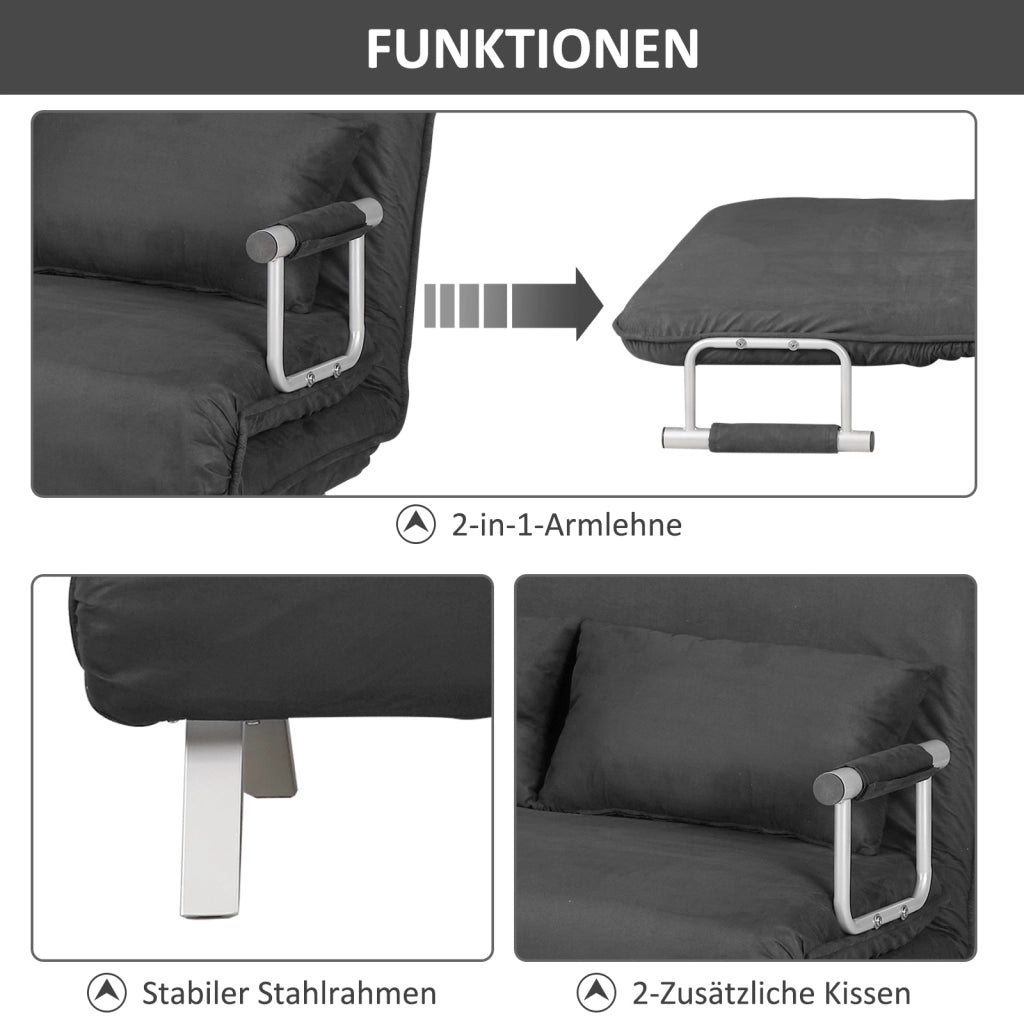 Divano letto 3 posti ¨C zephmum ¨C grigio, velluto, 185x105