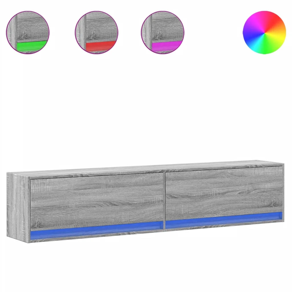 vidaXL Mobile TV a Parete con LED Grigio Sonoma 180x31x38 cm