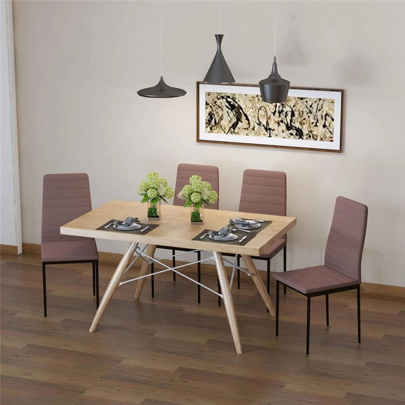 SET 4 SEDIE IMBOTTITE STILE MODERNO IN METALLO E TESSUTO CACHI