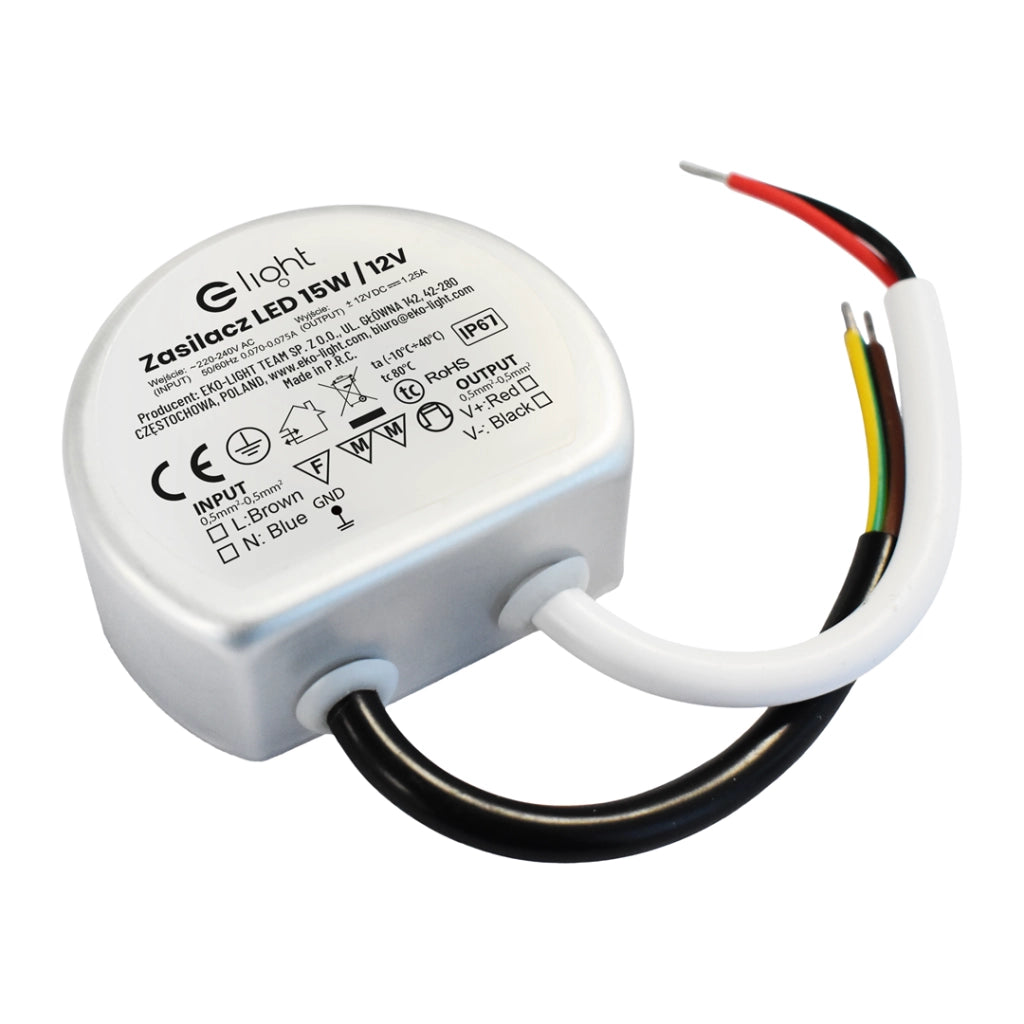 Alimentatore LED 15W 12V DC IP65 Eko-Light EKZAS0235