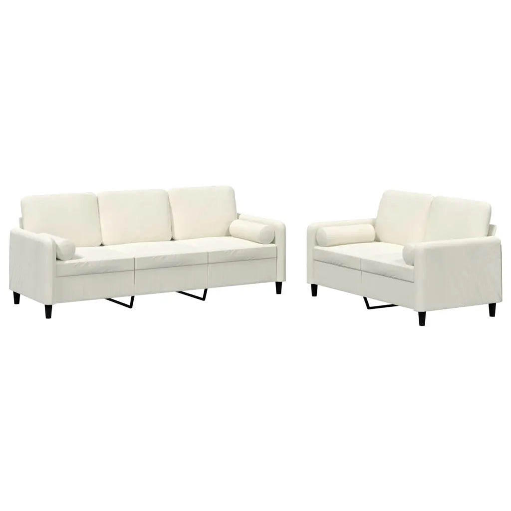 Set di Divani 2 pz con Cuscini Crema in Vellutocod mxl 82933