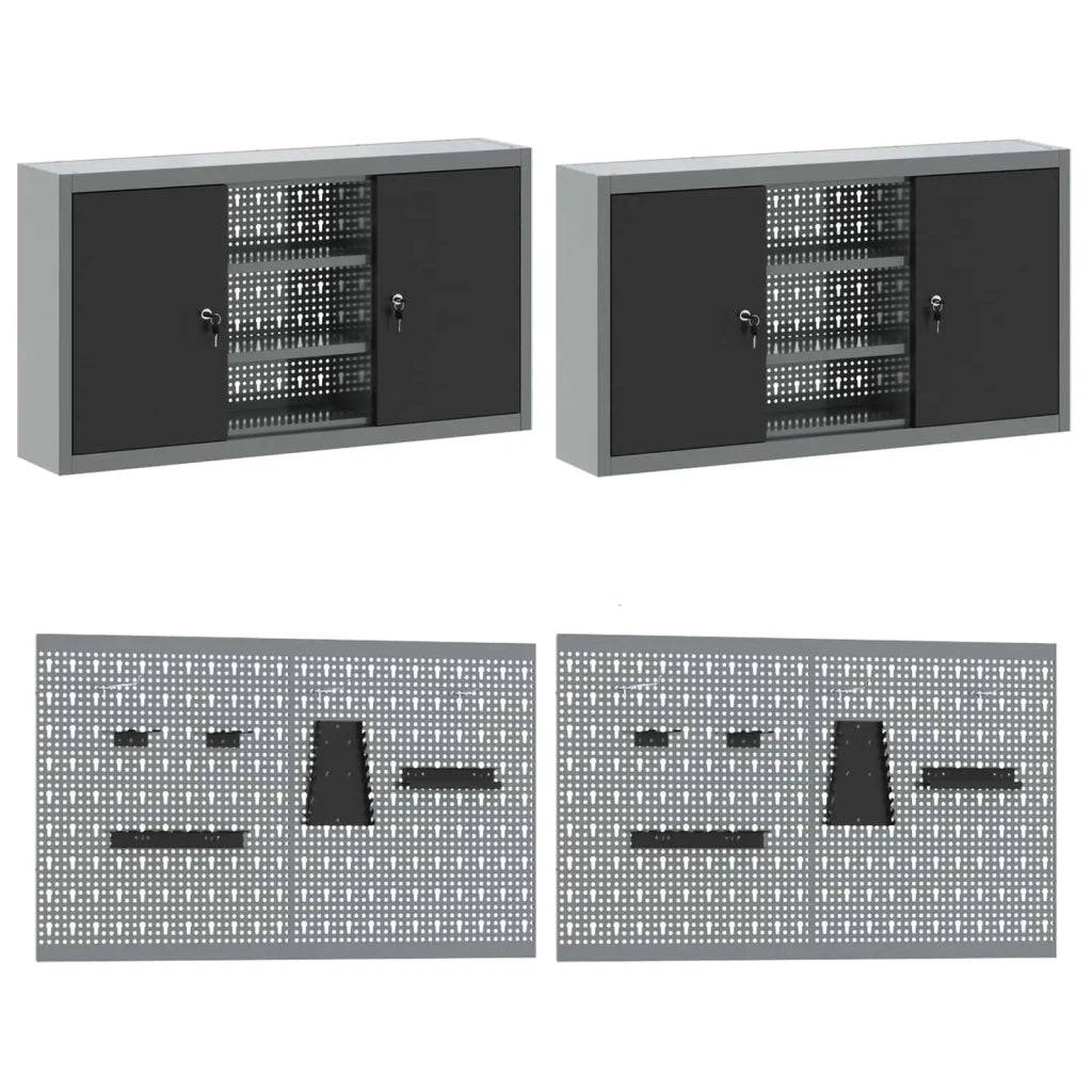 Mobile da lavoro 10 pcs Nero Legno ingegnerizzato e acciaio 3321478