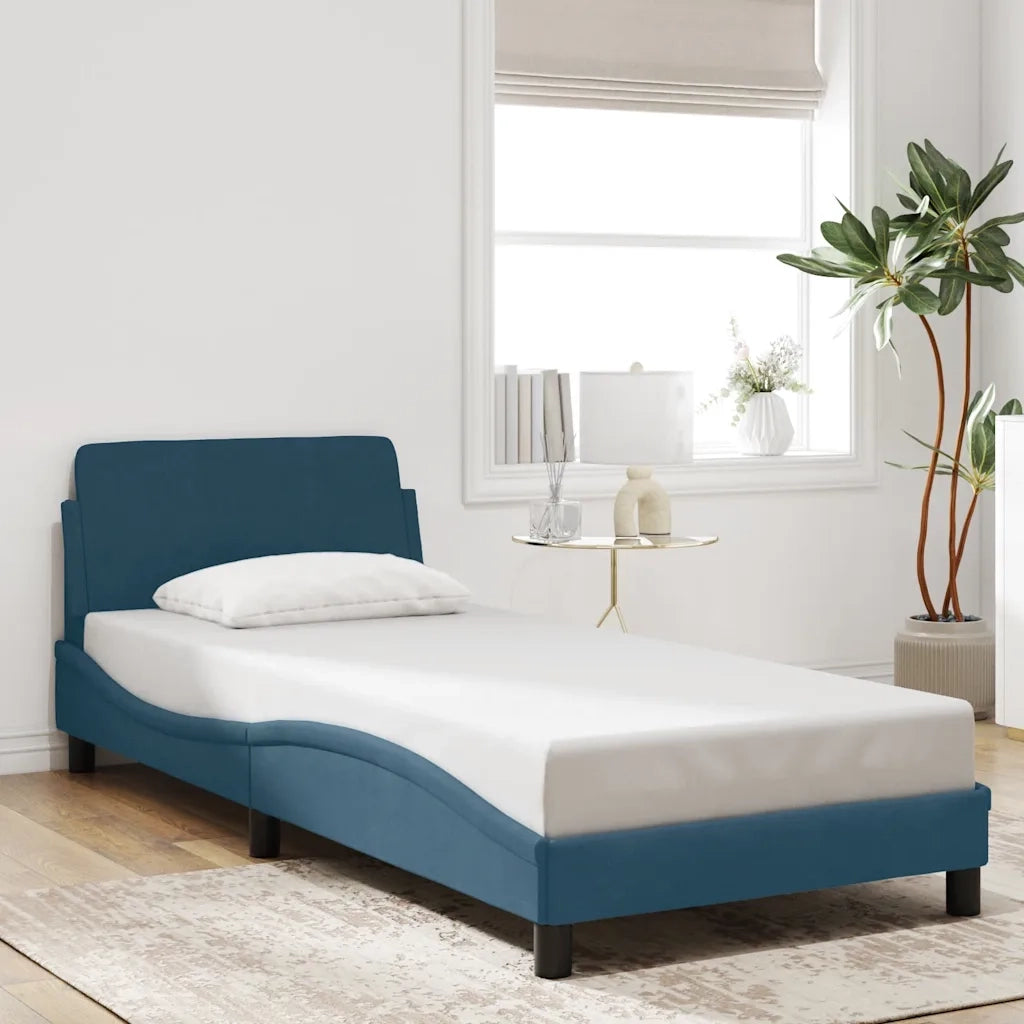 Giroletto con Testiera Dover Blu 90x190 cm in Velluto 373096