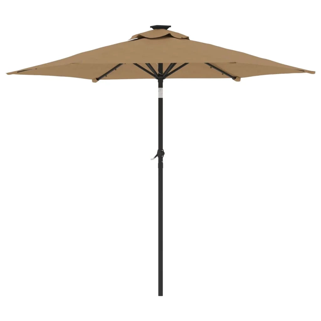 Ombrellone da giardino inclinabile con sistema a manovella e luce 225 x 225 x 212 cm poliestere color tortora 02_0056371