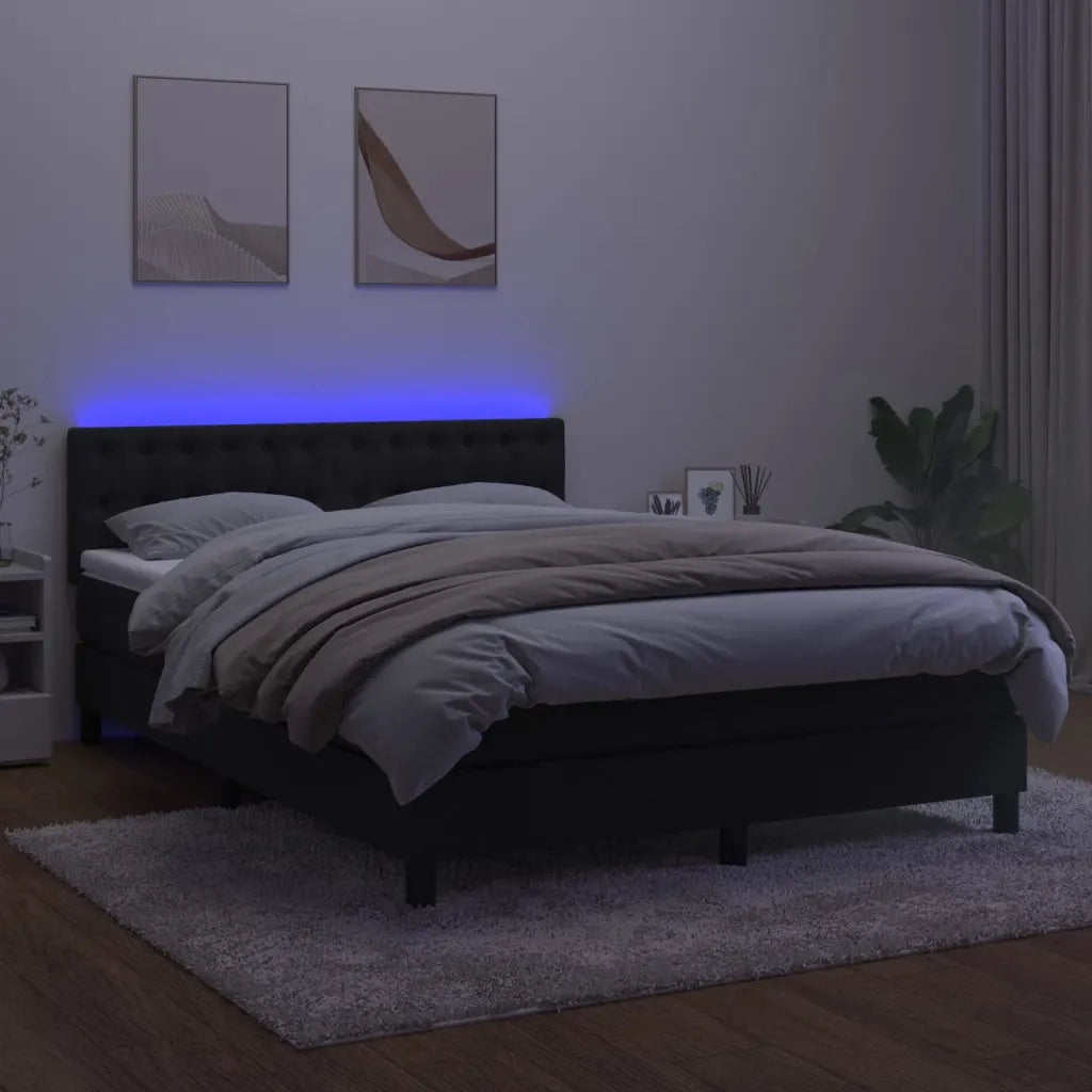 Letto a Molle con Materasso e LED Nero 140x190 cm in Velluto 3134641