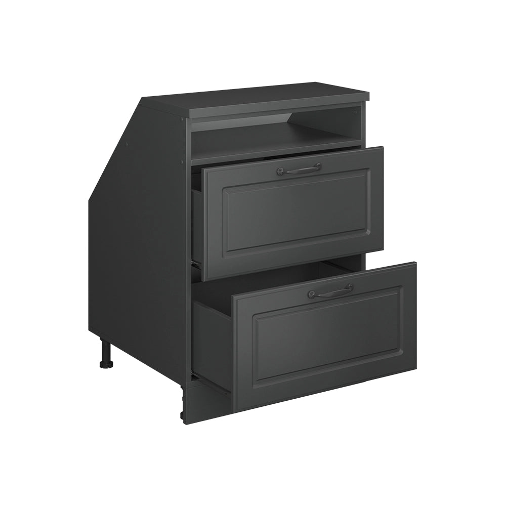 Mobile sottotetto Rion Antracite rustico/Antracite 60 x 83.8 cm con 2 cassetti, carcassa 60 cm profondità Vicco
