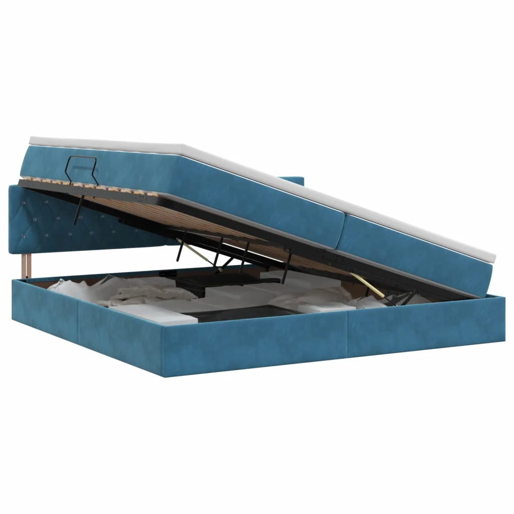 Letto con Contenitore Blu Scuro 200 x 200 cm Velluto 3458773