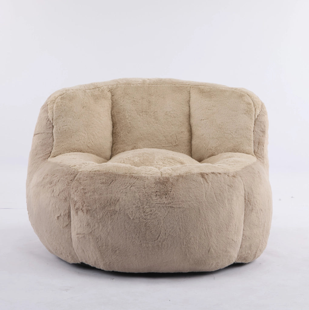 Poltrona sacco ergonomica in pelliccia sintetica kaki