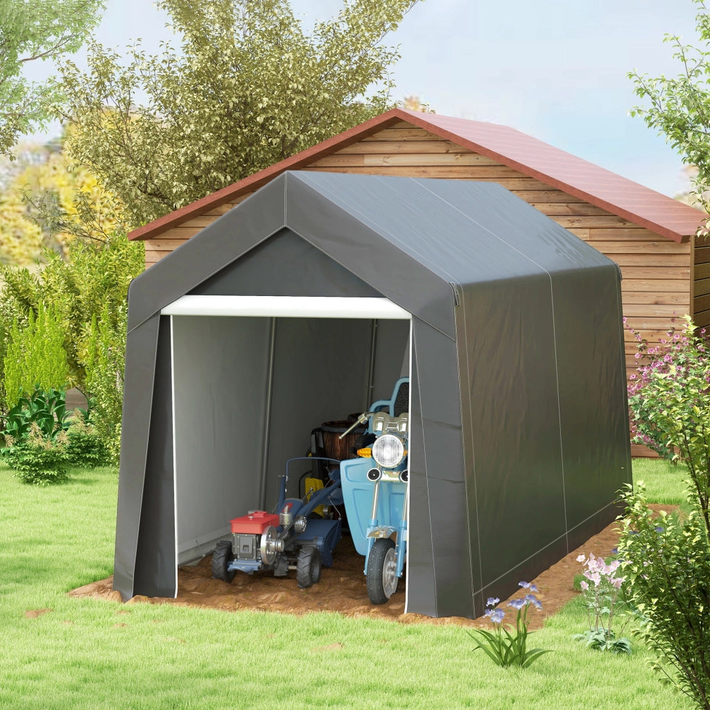 Garage da esterno 210 x 360 x 235 cm in acciaio zincato con porta con cerniera