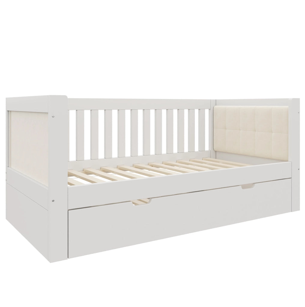 Letto da giorno con letto estraibile 90x190 cm; legno; bianco