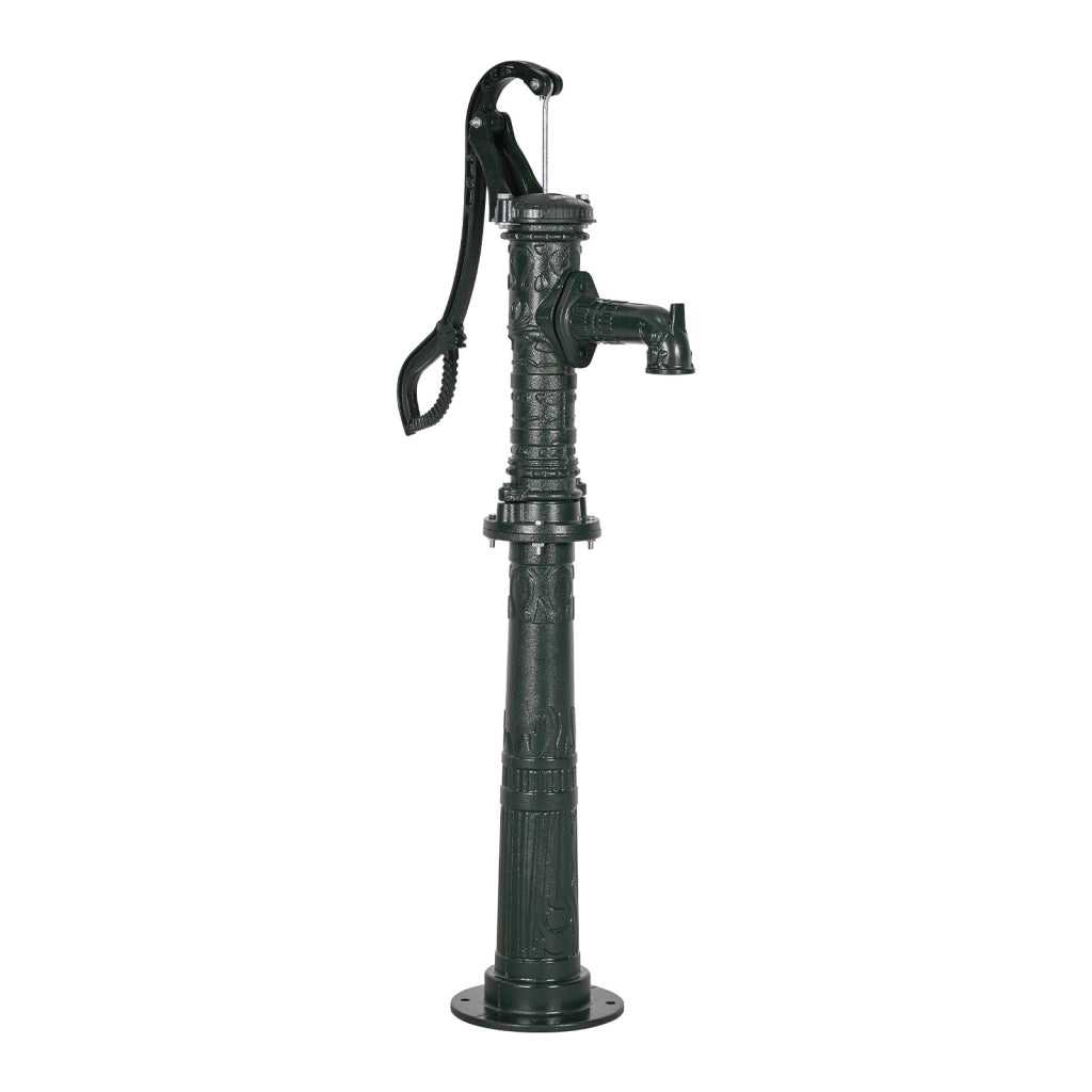 Pompa manuale per pozzo in ghisa con base HC-1010 verde, sollevamento max 6 m per giardino e stagno, robusta e resistente