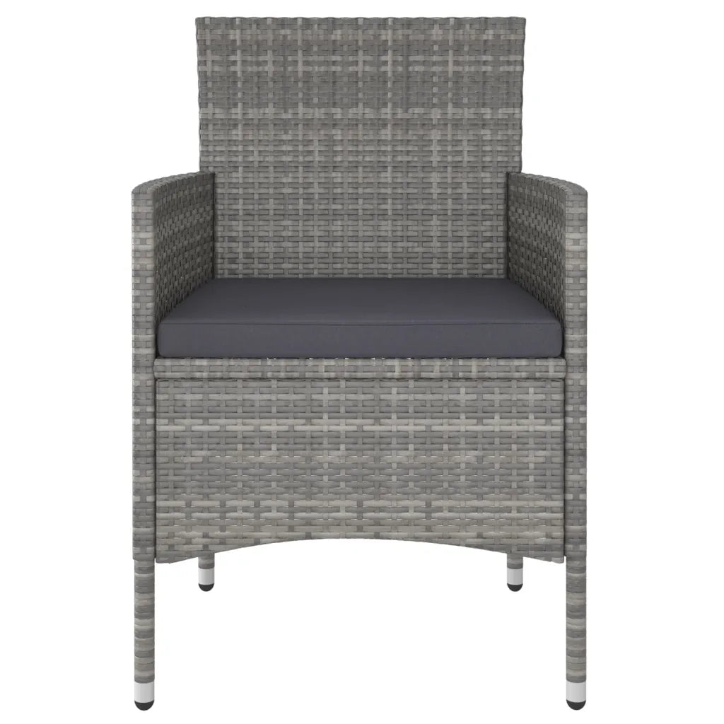 Set Bistrot da Giardino 5pz Polyrattan e Vetro Temperato Grigio  cod mxl 71400