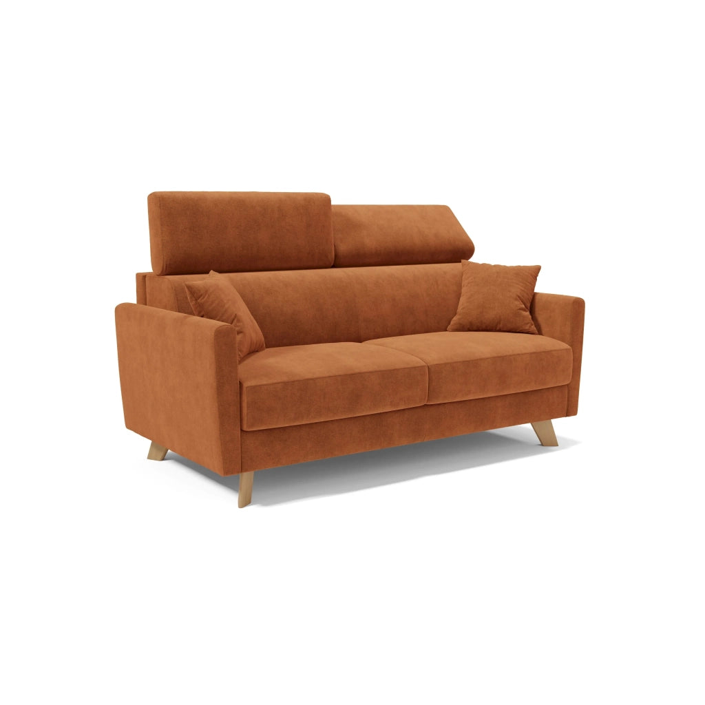 Francy Divano letto matrimoniale con poggiatesta regolabili in tessuto impermeabile e smacchiabile T17 180 cm (mat. 140x197) arancio