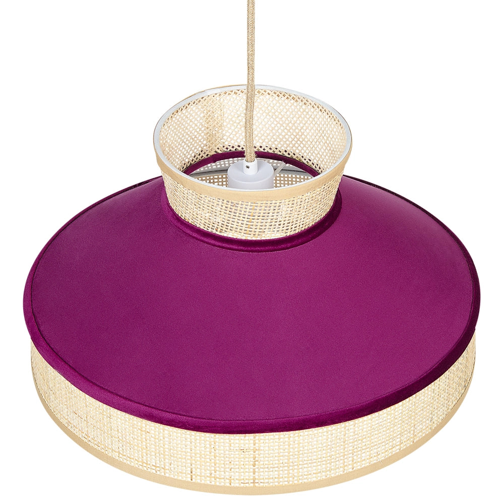 Lampadario lampada a sospensione in rattan rosa naturale con paralume in velluto boho illuminazione